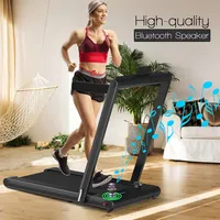 2-in-1 Folding Treadmill 2.25hp Jogging Machine W/ Dual Led Display Silverblackblue