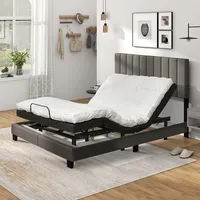 Queen Upholstered Platform Bed Frame Mattress Foundation Box Spring Needed Gray