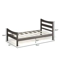 Twin Size Platform Bed Frame Foundation W/headboard &wood Slat Support Espresso