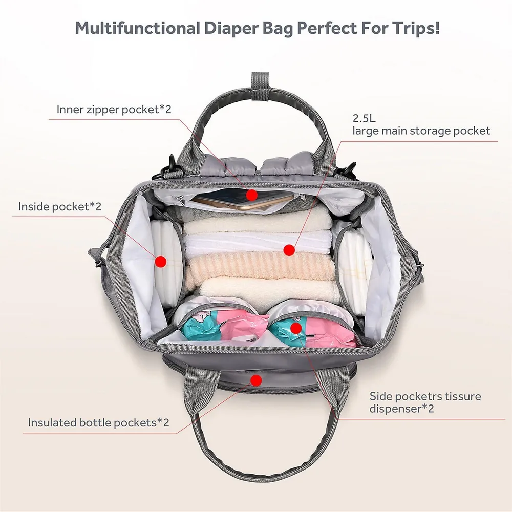 25l Large Capacity Baby Diaper Bag Backpack With Insulated Pocket And Waterproof Baby Nursery Travel Bag