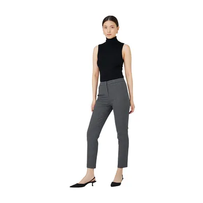 Straight Leg Woven Plain Trousers