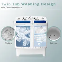 Costway Portable Mini Compact Twin Tub Washing Machine Washer Spin Dryer 20lb