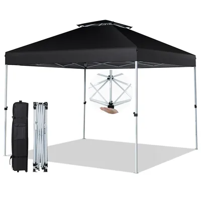 2-tier 10' X 10' Pop-up Canopy Tent Instant Gazebo Adjustable Carry Bag W/ Wheel