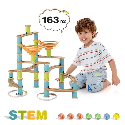 Wooden Marble Run Construction 162pcs Stem Educational Learning Toys For Kid