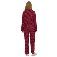 Women Polka Dot Woven Shirt-trousers Pajama Set