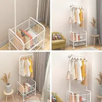 2 In 1 Heavy Duty Clothes Rack Garment Rack With Storage Basket And Base, Rust Resistant