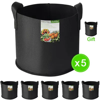 5-pack 5 Gallon Planting Grow Bags with 3 Gallon Bag, Thickened Nonwoven Fabric Pots Plant Grow Bags with Handles