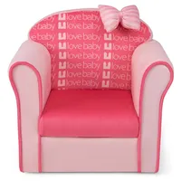 Kids Cute Pink Bow Sofa Children Couch Toddler Upholstered Armchair Solid Wood