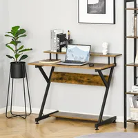 39" Z-shaped Computer Desk With Monitor Shelf