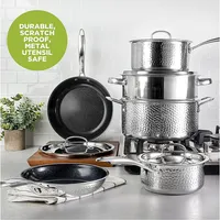 Tri-Ply Hammered Stainless Steel 10 Piece Cookware Set
