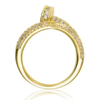 14k Yellow Gold Plated With Clear Cubic Zirconia Ring