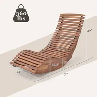 Outdoor Acacia Wood Rocking Chair With Widened Slatted Seat And High Back Patio