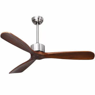 Modern Ceiling Fan Indoor & Outdoor Brushed Nickel Finish W/remote Control