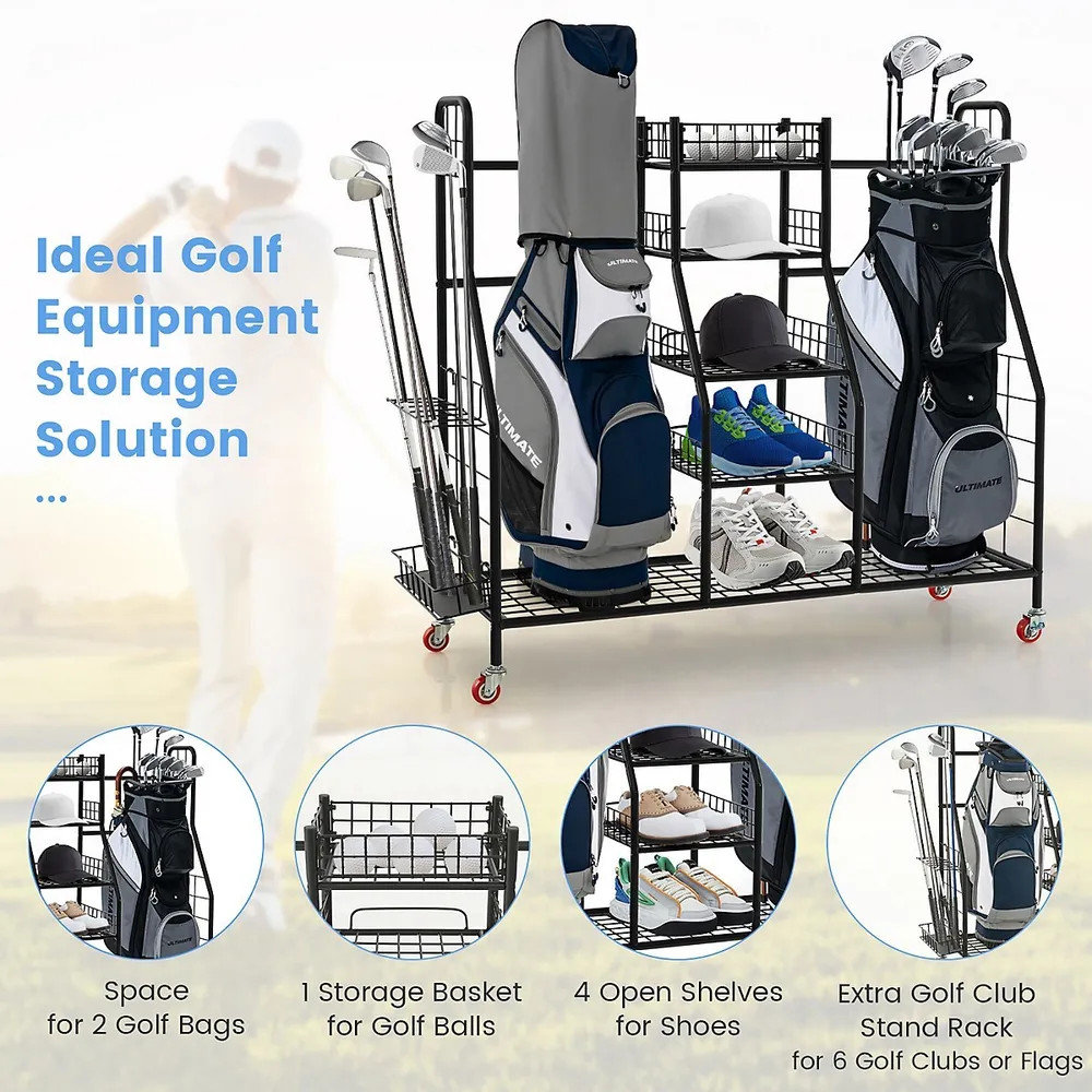 Costway Golf Stand Cart Bag Club w/6 Way Divider Carry Organizer