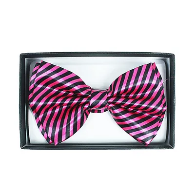 Hot Pink Striped Adult Bow Tie