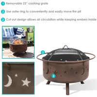 Cosmic Fire Pit With Cooking Grill & Spark Screen - 30-inch