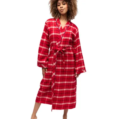 Noel Womens Super Cosy Check Long Dressing Gown