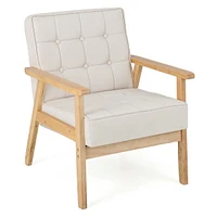 Upholstered Armchair Modern Accent Chair With Rubber Wood Armrests