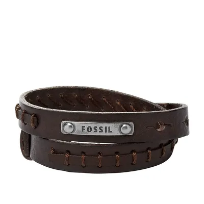 Men's Brown Double-wrap Leather Bracelet