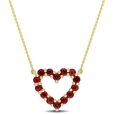 1 1/4 Ct Tgw Garnet Heart Necklace In 10k Yellow Gold