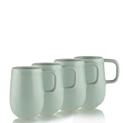 Uno Teal Stoneware Mugs, Set Of 4