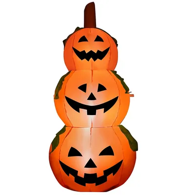 5 Ft Halloween Inflatable 3-pumpkin Stack Blow Up Pumpkin Ghost Yard Decoration