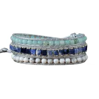 Amazonite Howlit Sodalite Silvertone Stone Beaded Bracelet