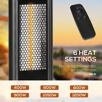Freestanding Electric Heater With 6 Heat Settings, Black