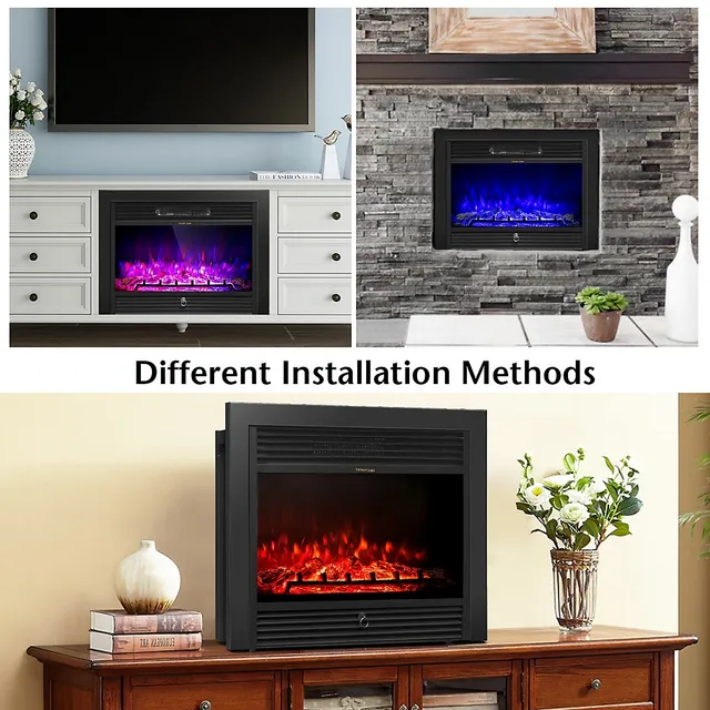 Costway 28.5 Fireplace Electric Embedded Insert Heater Glass Log Flame  Remote | Willowbrook Shopping Centre