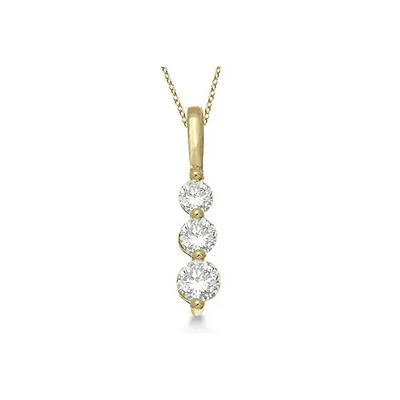 Three-stone Graduated Diamond Pendant Necklace 14k Yellow Gold (0.50ct)