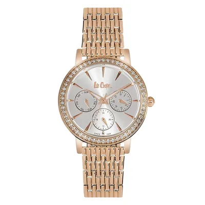 Ladies Lc06375.430 Multi-function Rose Gold Watch With A Rose Gold Metal Band And A Silver Dial