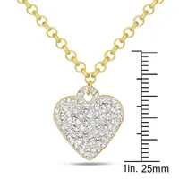 10kt Bonded On Sterling Silver Crystal Pave Heart On Chain And Two Tone Bracelet Set