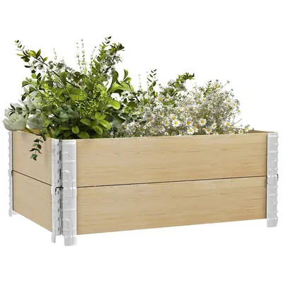 Foldable Wooden Raised Garden Bed W/ Open Bottom