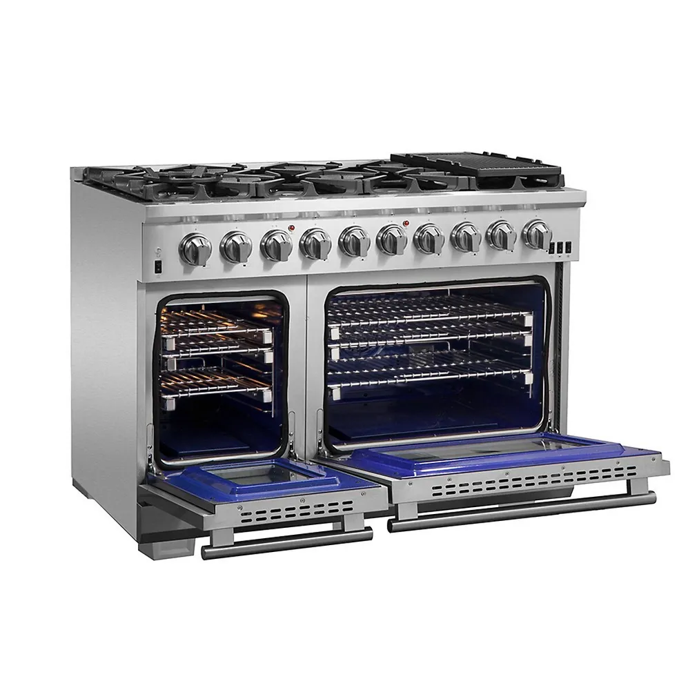  FORNO Vittorio Full Gas 36 Inch. French Door Freestanding  Range 6 Sealed Burners Cooktop - 5.36 Cu. Ft. Gas Convection Oven Capacity  - Stainless Steel Stove Range Heavy Duty Cast Iron Grates : Appliances