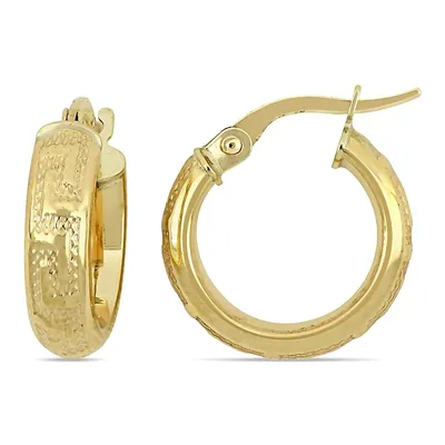 Textured Hoop Earrings In 10k Yellow Gold