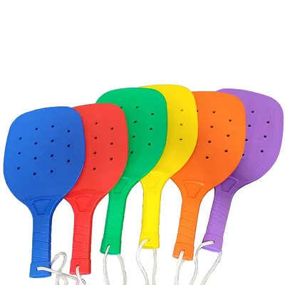 Set Of Pickleball Racquets - 6 Coloured Sturdy Plastic Paddles (38 Cm)