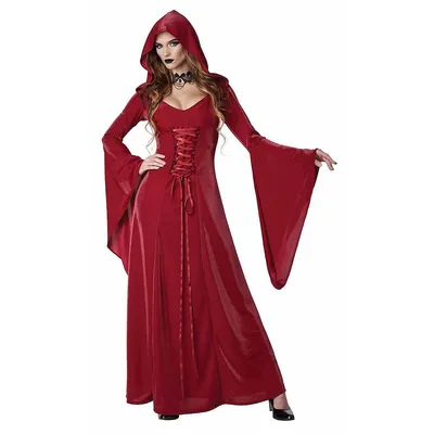 Deluxe Hooded Crimson Medieval Women Costume