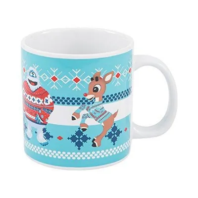 Vandor Rudolph And Bumble Ugly Sweater 20 Oz Ceramic Mug, Multicolor