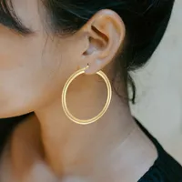 18kt Gold Plated 48mm Greek Key Hoop Earrings