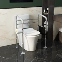 Toilet Safety Rails W/ Adjustable Height Width Rubber Tips Storage