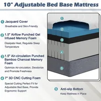 10" Twin Xl Adjustable Bed Mattress 3d Cnc Cutting & Jacquard Fabric Cover