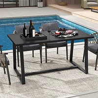63" Large Dining Table For 4-6 People With Heavy-duty Metal Frame Modern