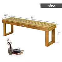 52'' Outdoor Acacia Wood Dining Bench Chair Seat Slat
