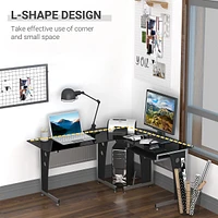 L-shaped Glass Top Computer Desk