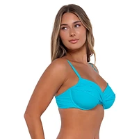 Women's Blue Bliss Crossroads Underwire Adjustable Straps Silhouette Swimwear Bikini Top