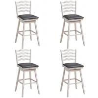 Set Of Swivel Bar Stools Height Upholstered Faux Leather Dining Chairs