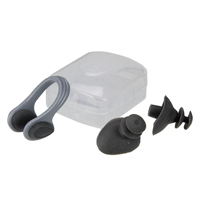 2" Gray And Black Nose Clip And Ear Plug Swimming Pool Accessory Set With Case
