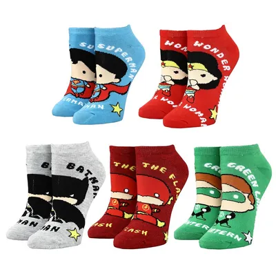 Justice League Chibi Cartoon Characters 5 Pack Womens Socks