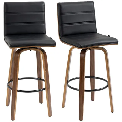 Swivel Solid Wood Leg Barstools Set Of 2