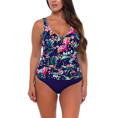 Women's Island Getaway Emerson Underwire J-hook Full Coverage Swimwear Tankini Top